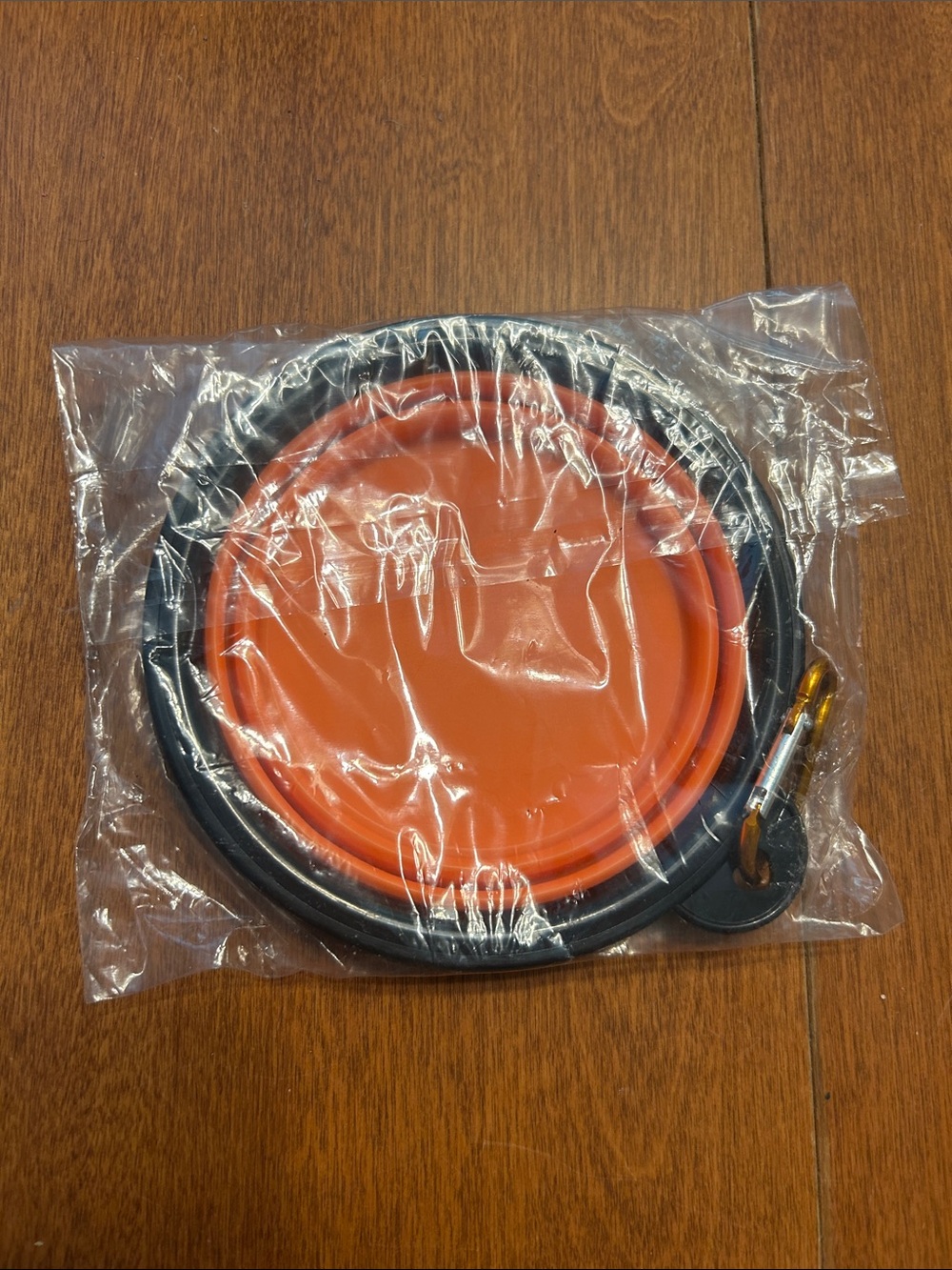 Orange Collapsable silicone dog bowl